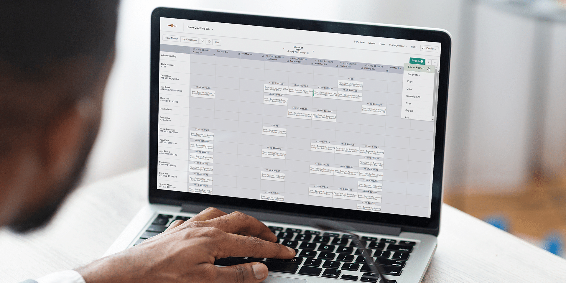 Roubler's smart rostering feature on screen